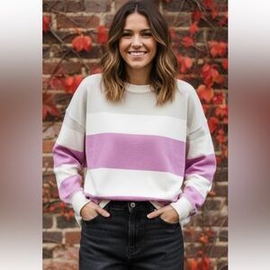 Zara Women’s Crewneck Sweater - Purple and Cream